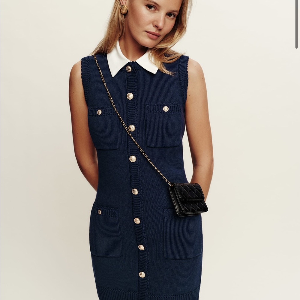 Reformation Navy Blue Knit Dress NWT - Picture 1 of 1
